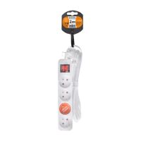 přívod prodlužovací 4 zásuvky, 2 m, 3 x 1mm2, bílý, vypínač (3)