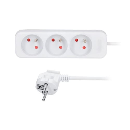 přívod prodlužovací, 3 zásuvky, 3 m, 3 x 1mm2, bílý