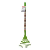 TOPTRADE nářadí zahradní, dětské, kovové - hrábě 11 lamel, dlouhá násada, 74 cm (1)