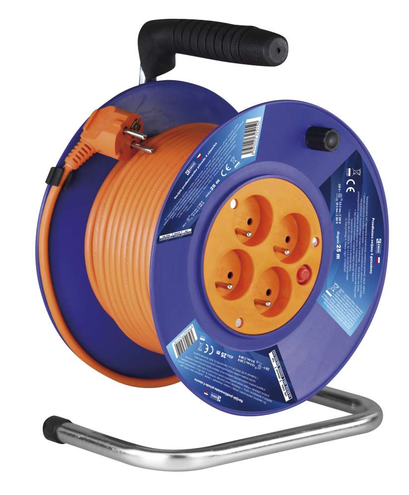 kabel prodlužovací, oranžový, na odvíjecím bubnu, 4 zásuvky, 25 m, ~ 230 V / 16 A 4.00 Kg TOP Sklad4 605047 19