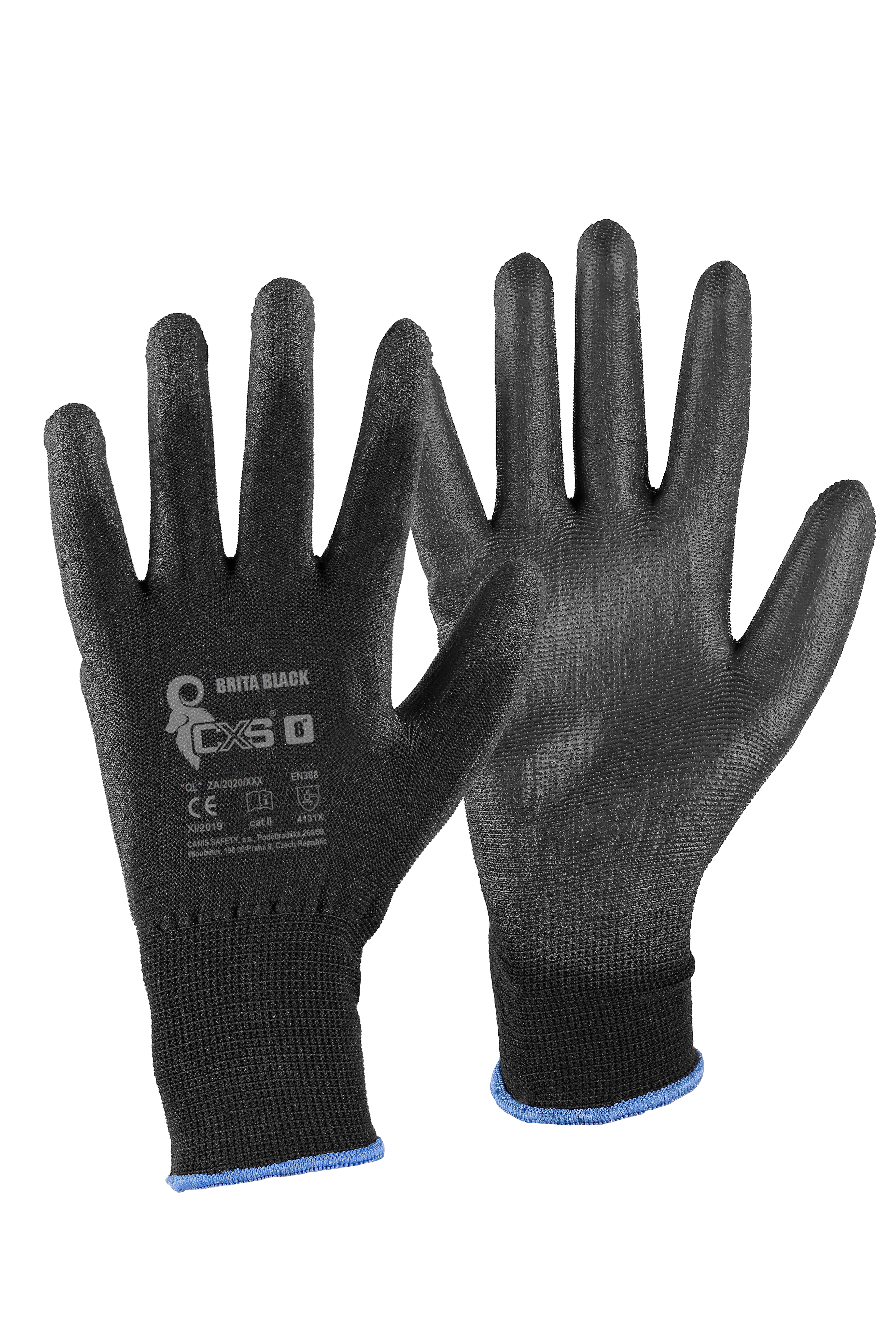 rukavice BRITA BLACK, s PU dlaní a úpletem, velikost 7 0.02 Kg TOP Sklad4 606046 56