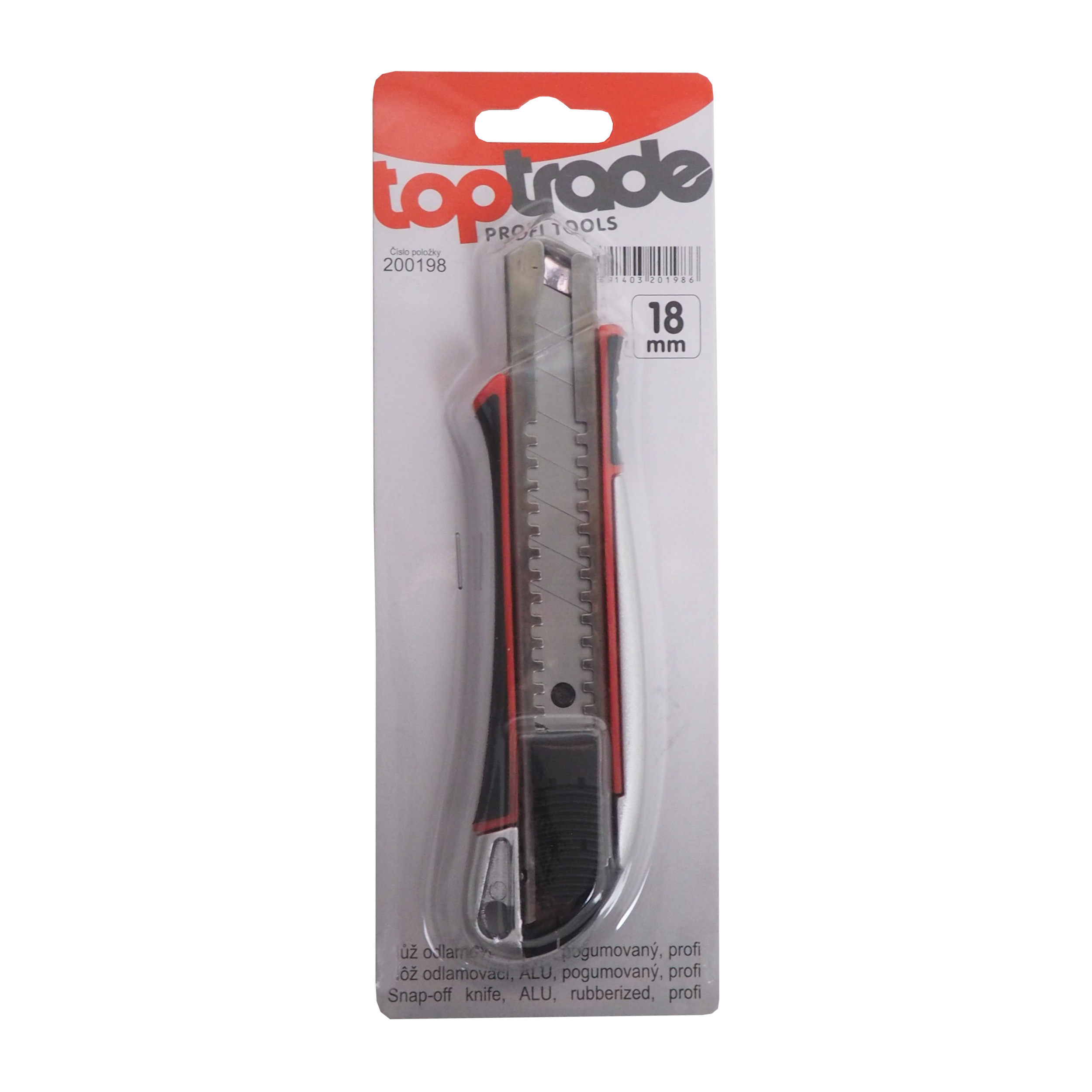 TOPTRADE nůž odlamovací, ALU, pogumovaný, 18 mm, profi 0.11 Kg TOP Sklad4 200198 650