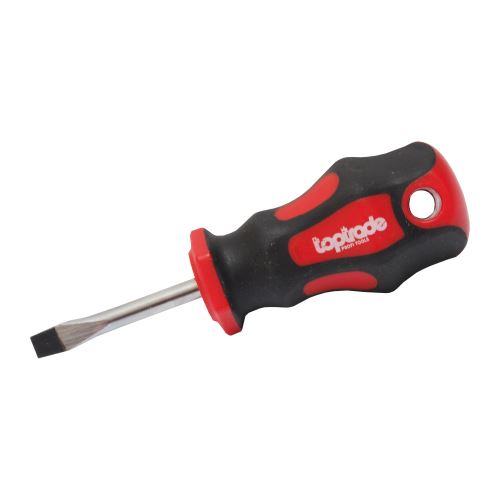 TOPTRADE šroubovák plochý, krátký, magnetický, S2, 5 x 38 mm