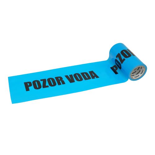 TOPTRADE páska výstražná, nelepící, "Pozor voda",modrá, 22 cm x 0,07 mm x 50 m