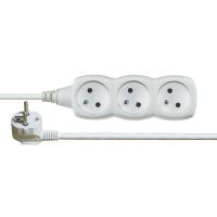 kabel prodlužovací, bílý, 3 zásuvky, bez vypínače, 5 m, ~ 250 V / 10 A