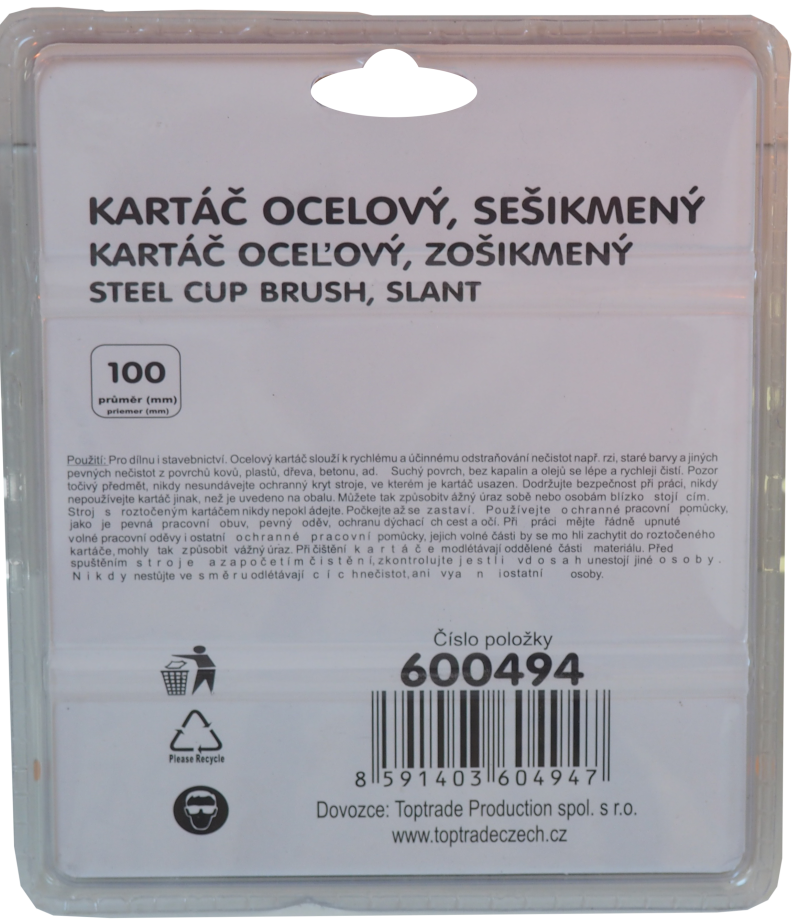 kartáč ocelový, miskový, M14, O 100 mm 0.21 Kg TOP Sklad4 600494 8591403604947