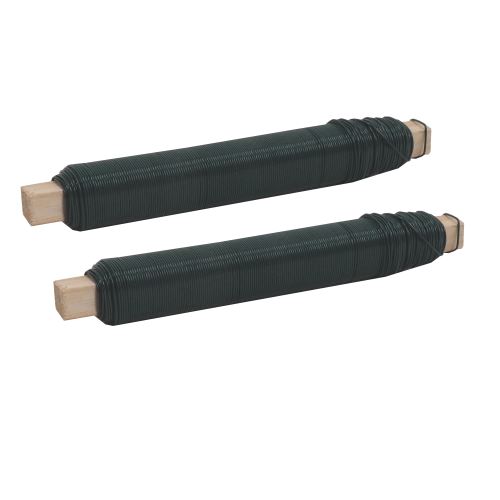 TOPTRADE drát vázací, poplastovaný, zelený, O 0,65 (0,55) mm / 100 g, sada 2 ks