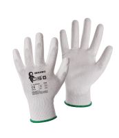 rukavice BRITA WHITE, s PU dlaní a úpletem, velikost 7