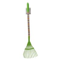 TOPTRADE nářadí zahradní, dětské, kovové - hrábě 11 lamel, dlouhá násada, 74 cm (2)