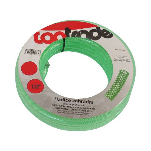 TOPTRADE hadice zahradní, zelená, průhledná, 1/2", 25 m
