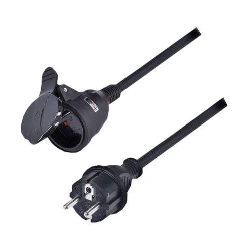 přívod prodlužovací 1z  - spojka, 20m, 3 x 1,5mm2, 230V/16A, černá, kabel gumový