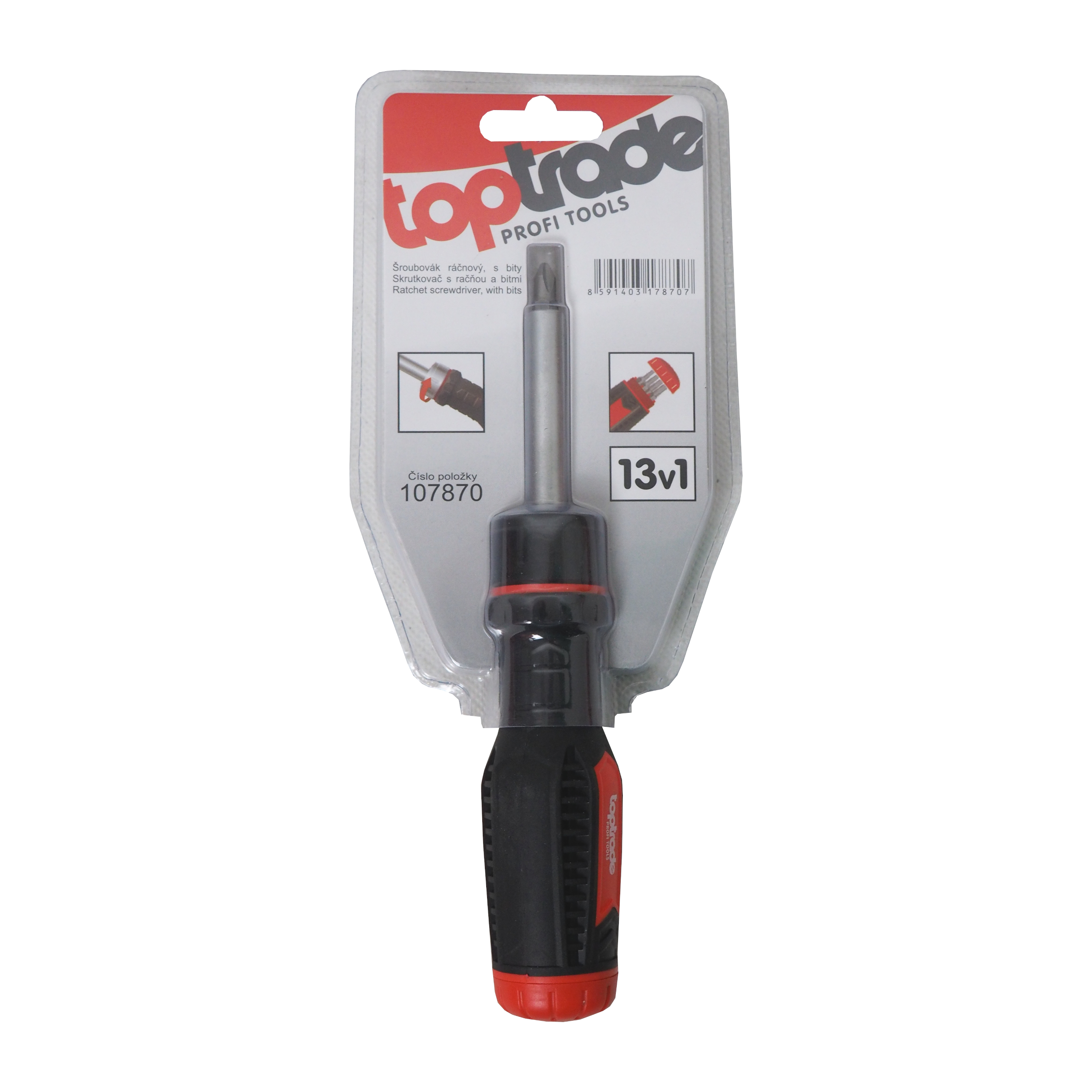 šroubovák ráčnový, s bity, sada 13 ks 0.21 Kg TOP Sklad4 107870 8591403178707