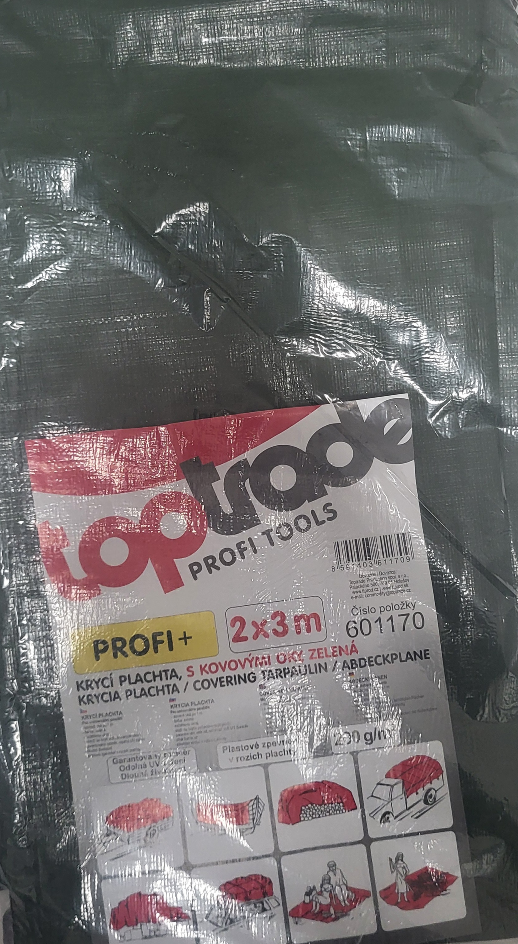 plachta krycí, zelená, s kovovými oky, 4 x 6 m, 200 g / m2 4.80 Kg TOP Sklad4 601174 8591403611747