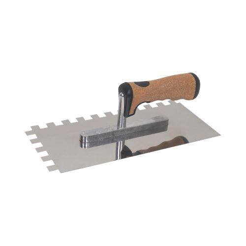 TOPTRADE hladítko nerezové, s EKO rukojetí, zub 12 mm, 270 x 130 mm, profi (13)