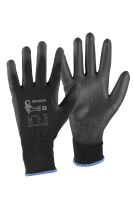 rukavice BRITA BLACK, s PU dlaní a úpletem, velikost 8
