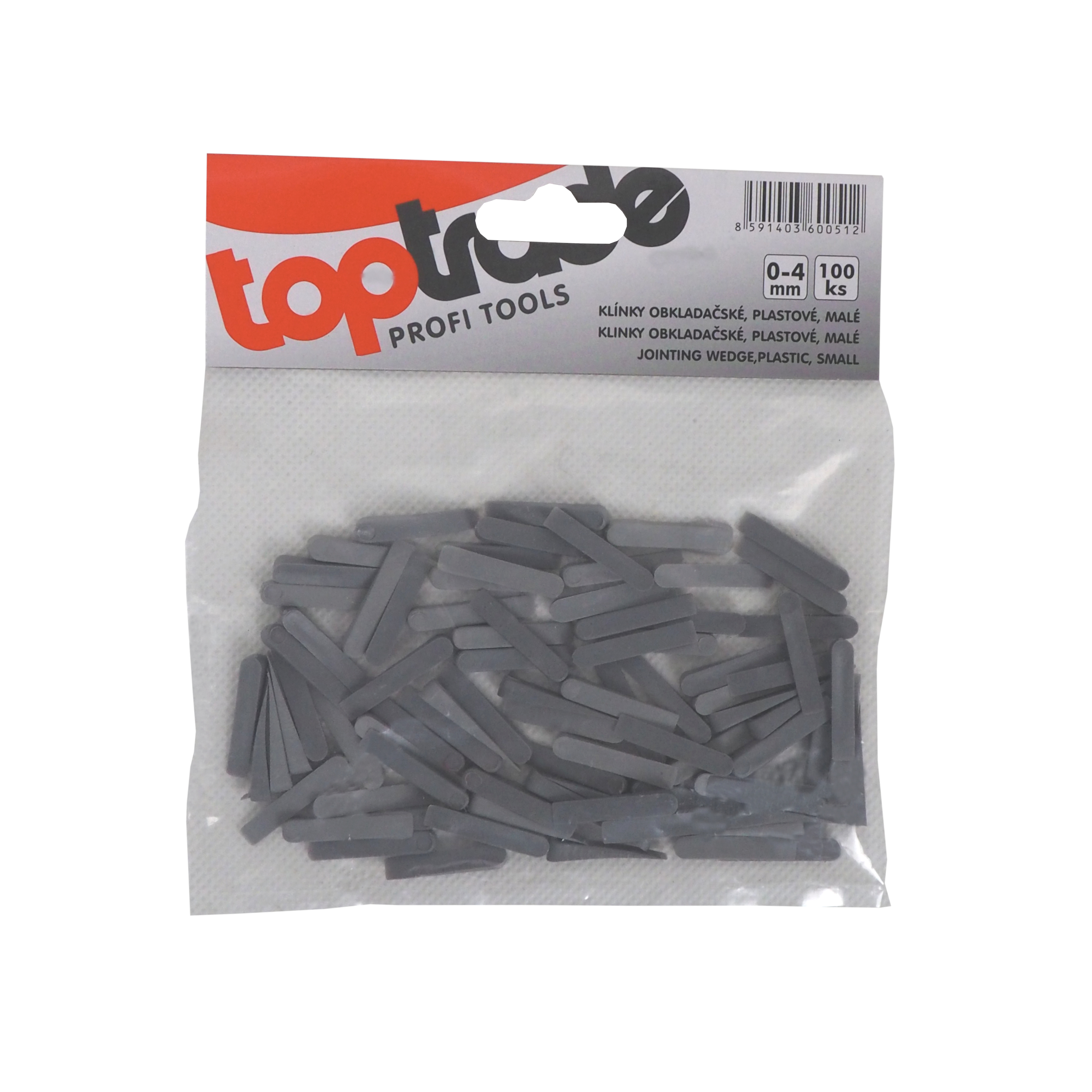 TOPTRADE klínky spárovací, plastové,  malé, 100 ks,  0 – 4 mm 0.04 Kg TOP Sklad4 600051 3185
