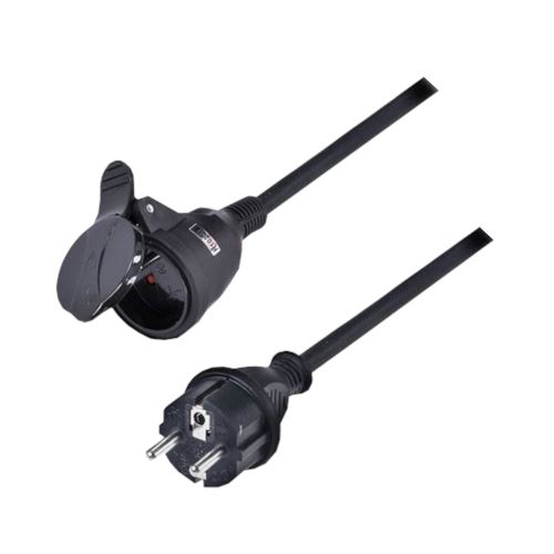 kabel prodlužovací, spojka, 10m, 3 x 1,5mm2, gumová, černá