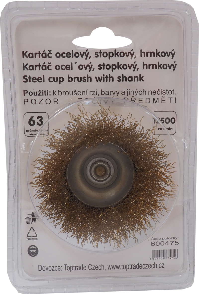 kartáč ocelový, hrnkový, stopka, O 6 / 75 mm 0.14 Kg TOP Sklad4 600474 8591403604749