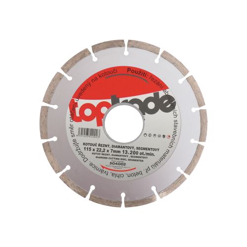 TOPTRADE kotouč diamantový, segmentový,  115 x 22.2 x 7 mm, standard