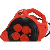 kabel prodluž., černý, na odvíjecím bubnu, 4 zásuvky, 20m, 230V/13A, LED reflektor (3)
