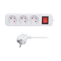 přívod prodlužovací, 3 zásuvky, 1,5m, 3 x 1mm2, bílý, vypínač