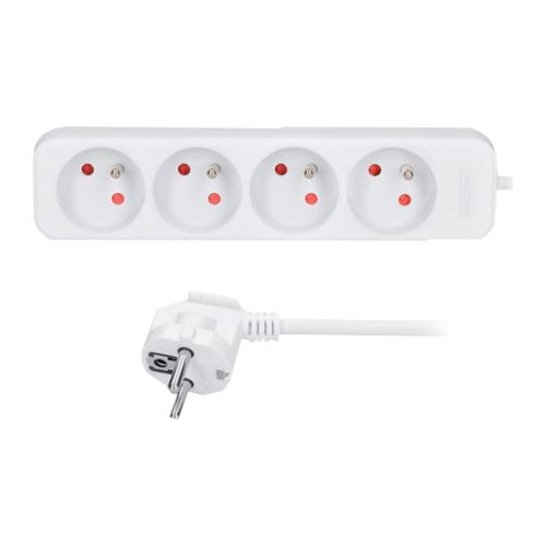 přívod prodlužovací, 4 zásuvky, 3m, 3 x 1mm2, bílý