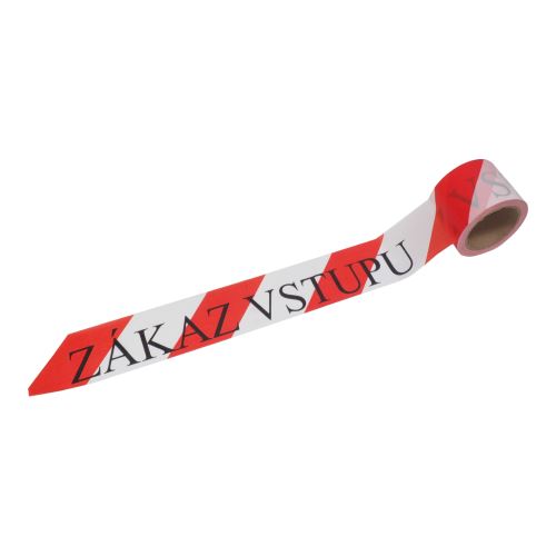 TOPTRADE páska výstražná, nelepící, "Zákaz vstupu", červeno – bílá, 75 mm x 250 m