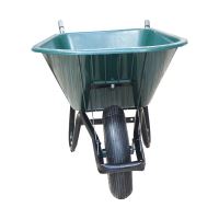 TOPTRADE kolečko zahrádkářské, plastová korba zelená, kolo nafukovací, 100 l (4)