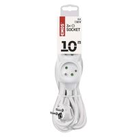 kabel prodlužovací, bílý, 3 zásuvky, bez vypínače, 10 m, ~ 250 V / 10 A (1)
