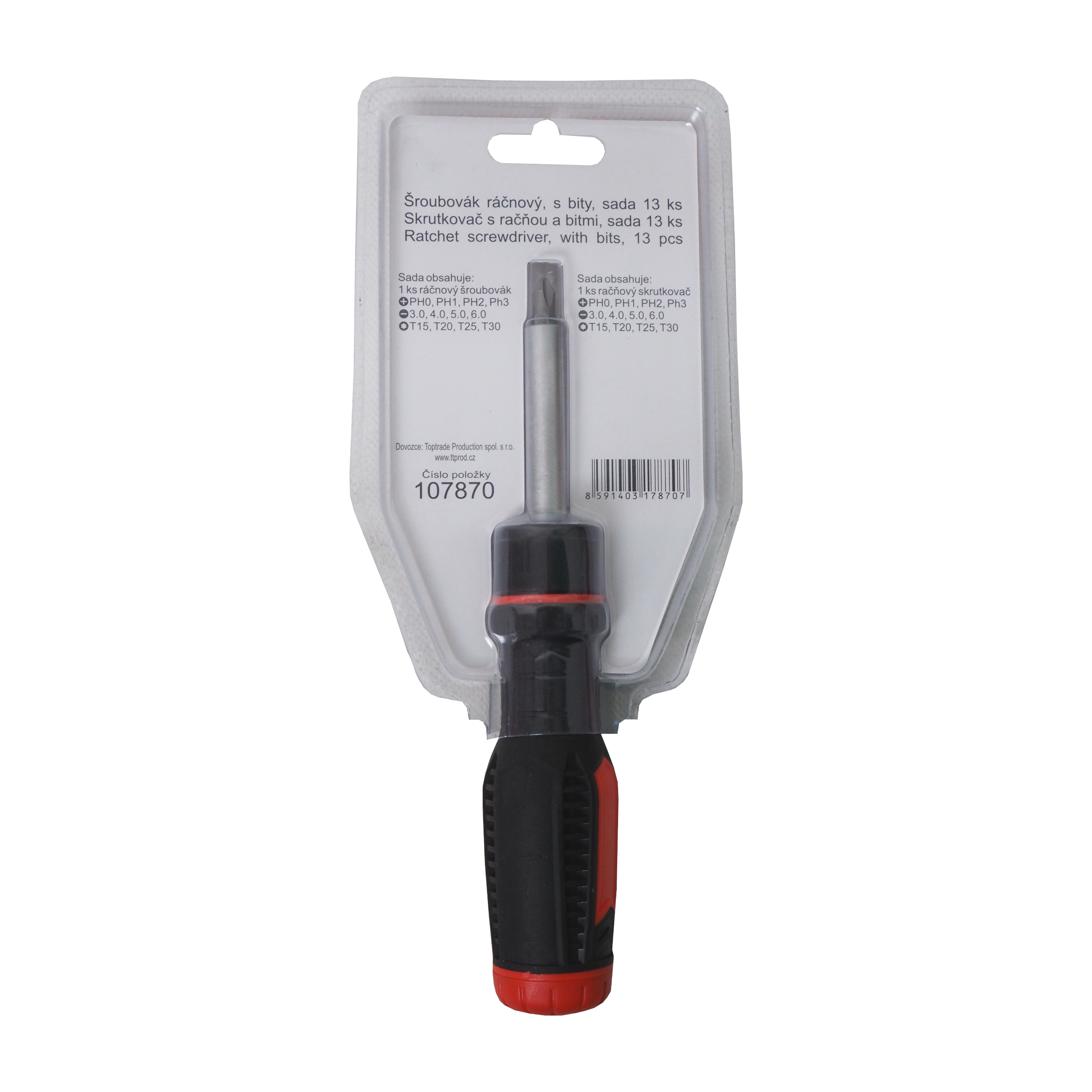 šroubovák ráčnový, s bity, sada 13 ks 0.21 Kg TOP Sklad4 107870 8591403178707