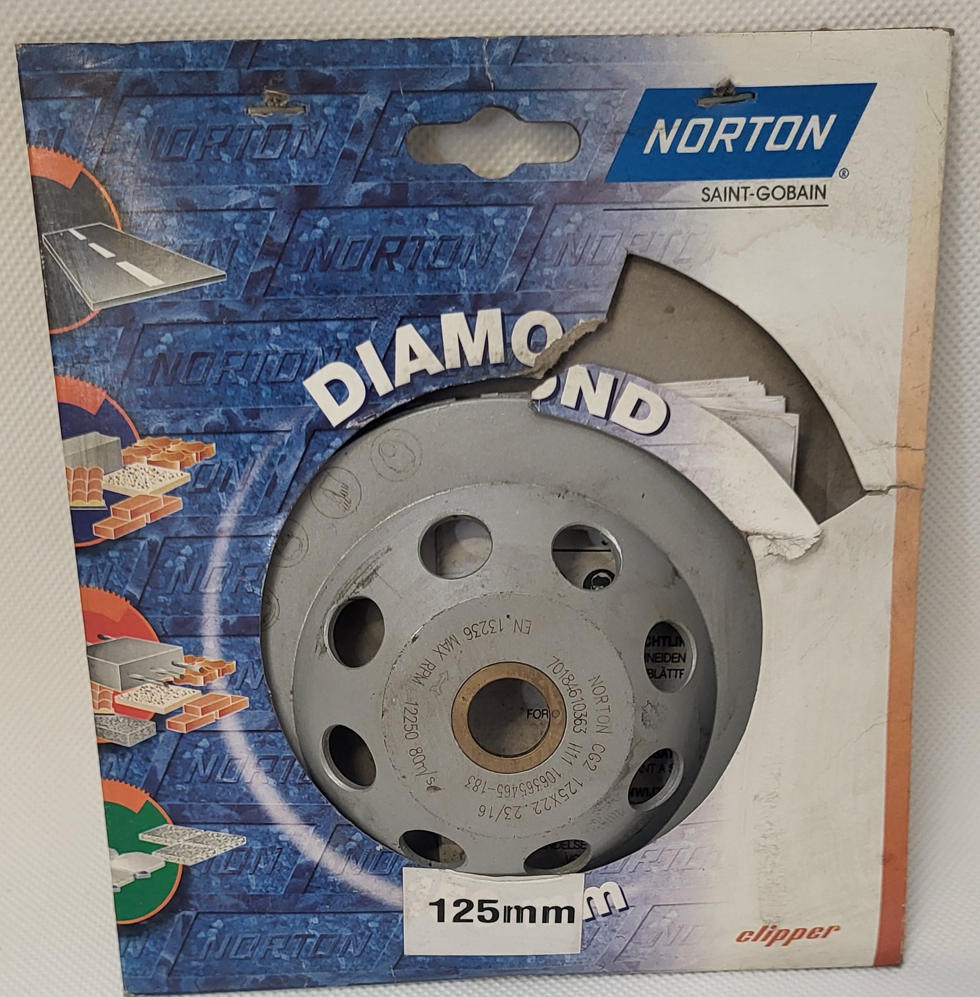 miska diamantová, brusná, dvouřadá, NORTON CG2 125 x 22.23 / 16 mm xxx 8.00 Kg TOP Sklad4 501322 5450248008811