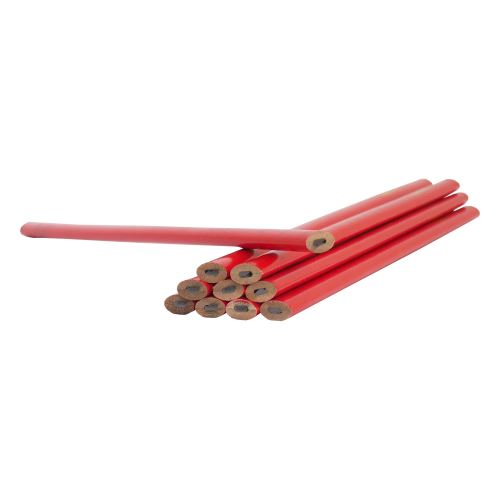 TOPTRADE tužka tesařská, červená, sada 12 ks, 180 mm - BAZAR -