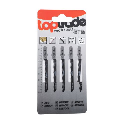 TOPTRADE list pilový, pro přímočarou pilu, sada 5 ks, T119BO, 76 mm, dřevo